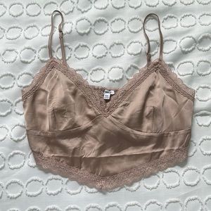 Garage silk champagne lace top